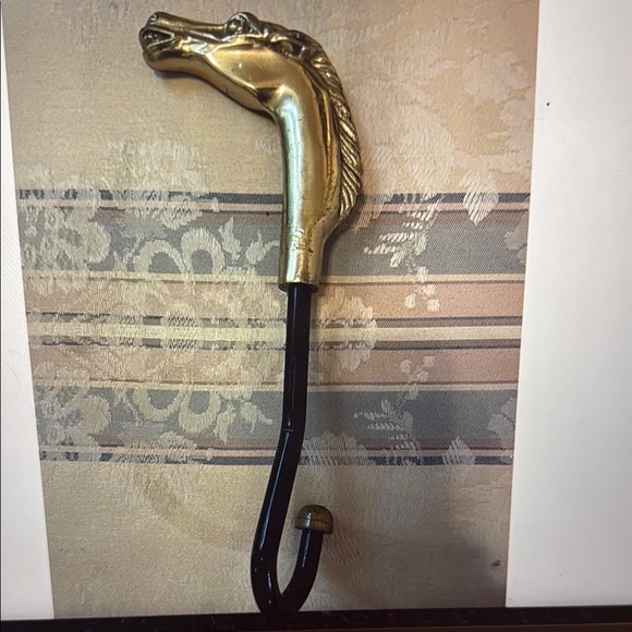 Brass Horse Head Fireplace Hook